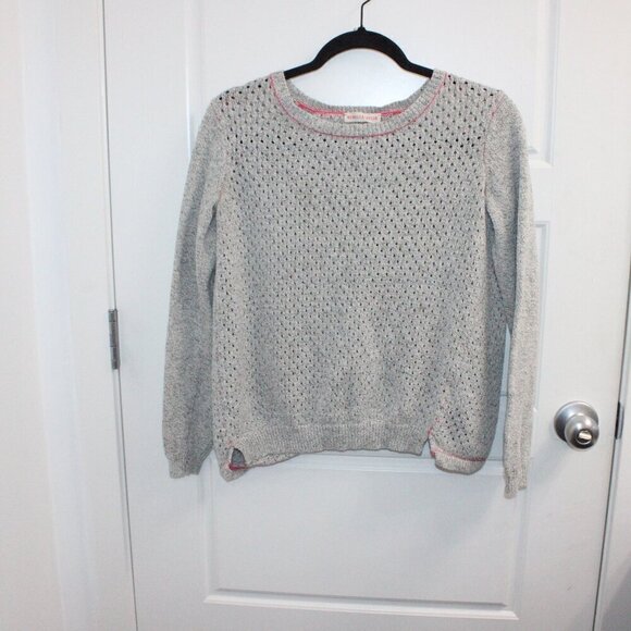 Rebecca Taylor Size Medium Gray Knit Sweater Surplice Back Linen Blend - Picture 1 of 3